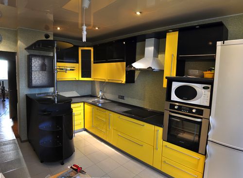 Желтые кухни на фото, дизайн интерьера кухни в желтом цвете, купить в Москве
